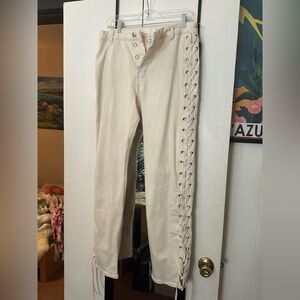 H&M Beige Button-Fly Trousers